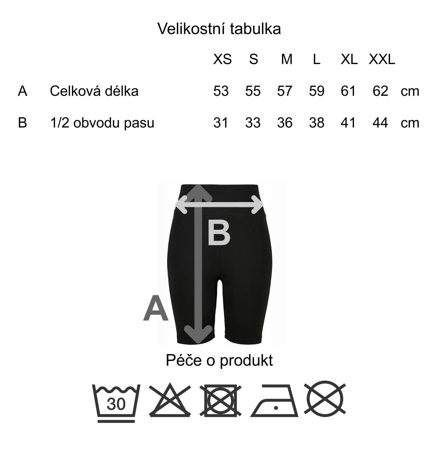 rozměry cycle shorts